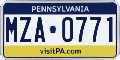 PA license plate MZA0771