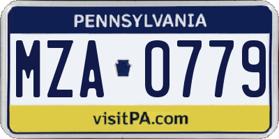 PA license plate MZA0779