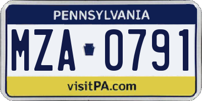 PA license plate MZA0791