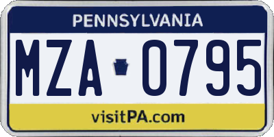 PA license plate MZA0795