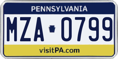 PA license plate MZA0799