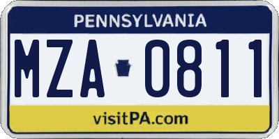 PA license plate MZA0811