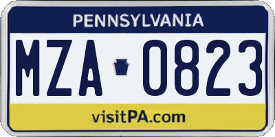 PA license plate MZA0823