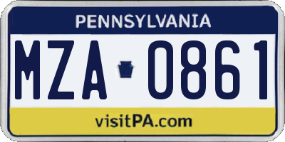 PA license plate MZA0861