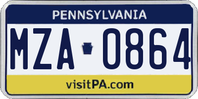 PA license plate MZA0864