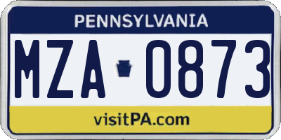 PA license plate MZA0873