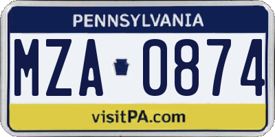 PA license plate MZA0874