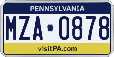 PA license plate MZA0878