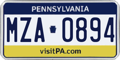 PA license plate MZA0894