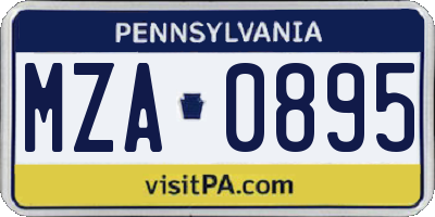 PA license plate MZA0895