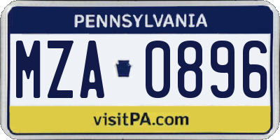 PA license plate MZA0896