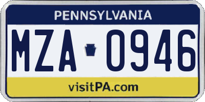 PA license plate MZA0946