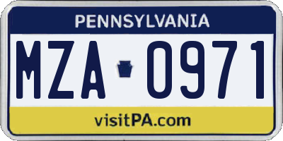 PA license plate MZA0971