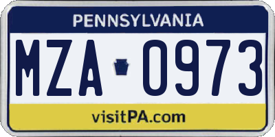 PA license plate MZA0973