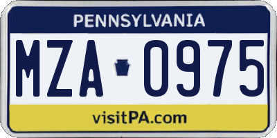 PA license plate MZA0975