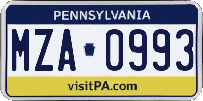 PA license plate MZA0993