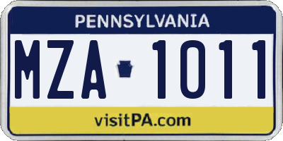 PA license plate MZA1011