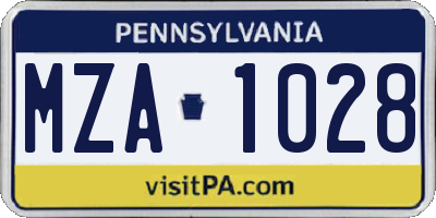 PA license plate MZA1028