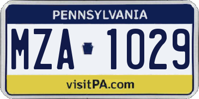 PA license plate MZA1029