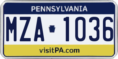 PA license plate MZA1036