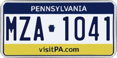 PA license plate MZA1041