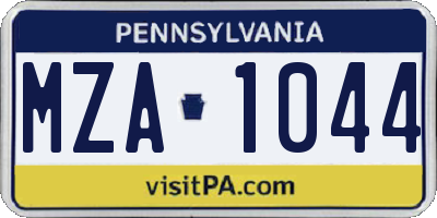 PA license plate MZA1044