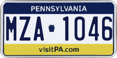 PA license plate MZA1046