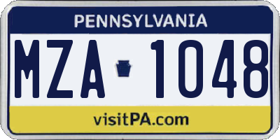 PA license plate MZA1048
