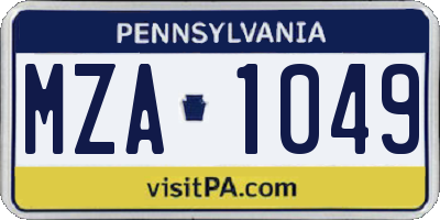 PA license plate MZA1049