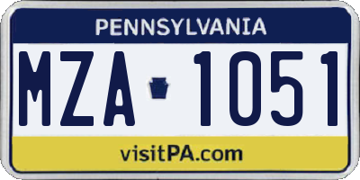PA license plate MZA1051