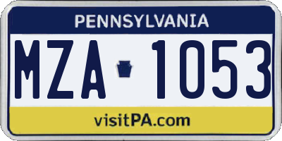 PA license plate MZA1053