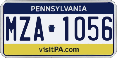 PA license plate MZA1056