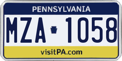PA license plate MZA1058