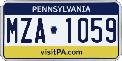 PA license plate MZA1059