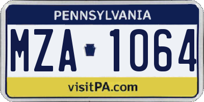 PA license plate MZA1064