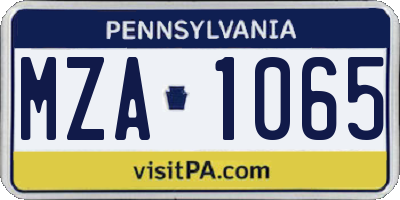 PA license plate MZA1065