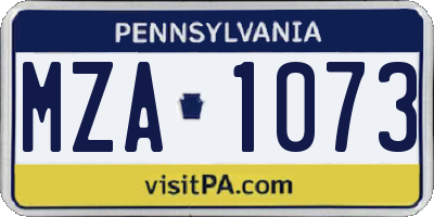 PA license plate MZA1073