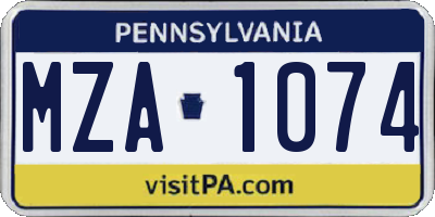 PA license plate MZA1074