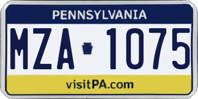PA license plate MZA1075