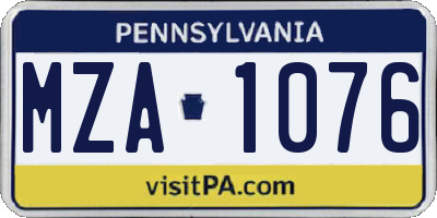 PA license plate MZA1076