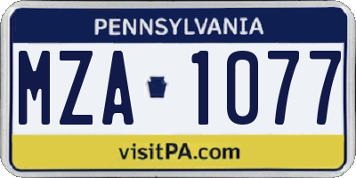 PA license plate MZA1077