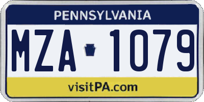 PA license plate MZA1079