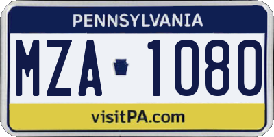 PA license plate MZA1080