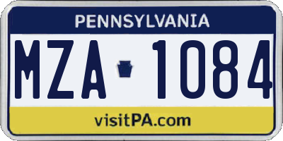 PA license plate MZA1084