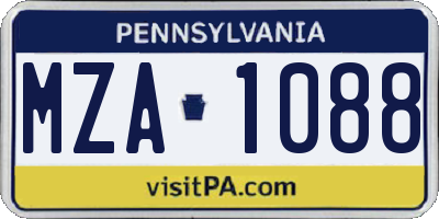 PA license plate MZA1088