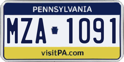 PA license plate MZA1091