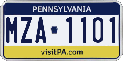 PA license plate MZA1101
