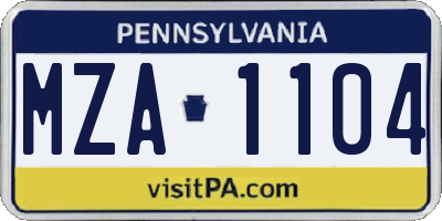 PA license plate MZA1104