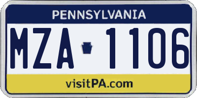 PA license plate MZA1106