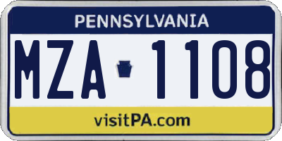 PA license plate MZA1108